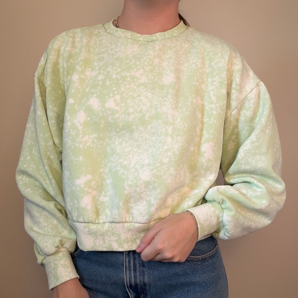 Anthropologie Daily Practice green tie dye pullover sweatshirt Small